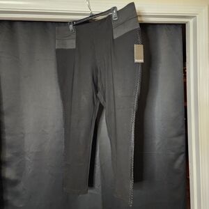 Eloquii Miracle Flawless Black With Mesh Tuxedo Stripe Leggings